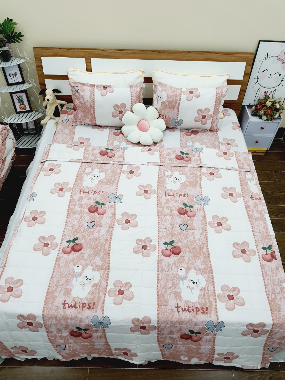 Bộ 5 món chăn hè thu, ga gối mẫu mới: thỏ tim xanh, nâu, tim đỏ new, cá voi xanh, công chúa ... - có bán lẻ Chỉ mua 01 chăn hè - Mền đắp điều hoà