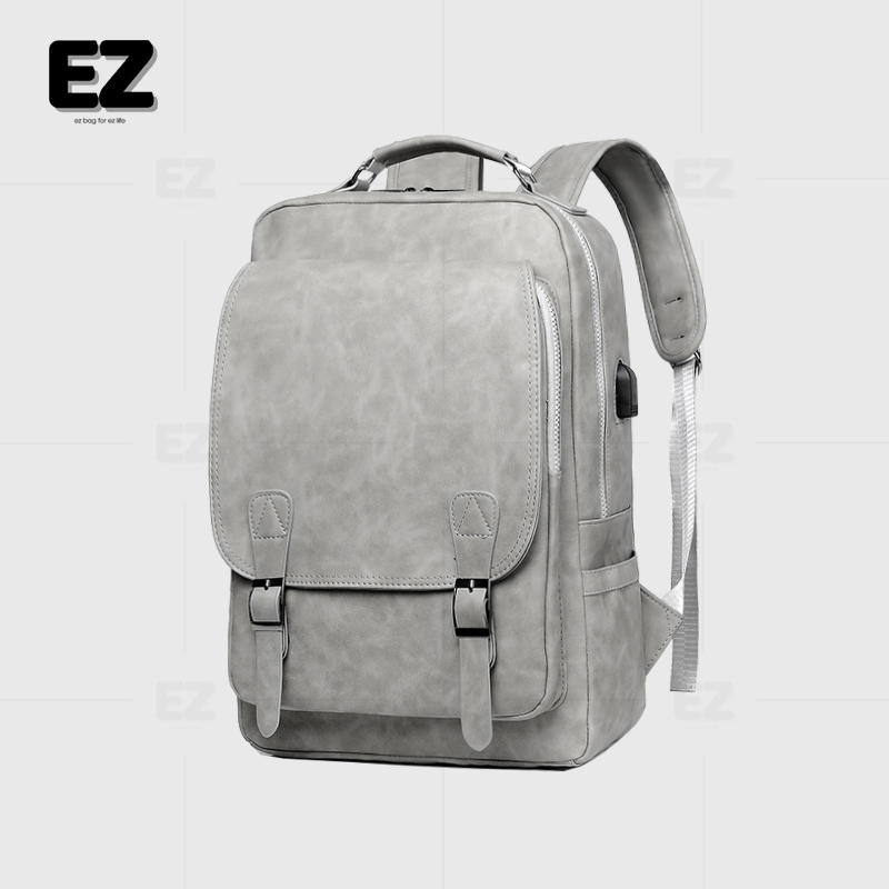 Balo đi học da unisex EZ BALO - BLD13 da PU cao cấp chống nước chống xước , Balo da đi học basic đựng laptop 15.6 inch thời trang , Cặp da đi học đẹp
