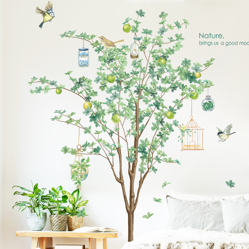 Decal dán tường Sticker dán tường in chất lượng cao có keo mặt sau mẫu Cây Lựu Vintage ZH70