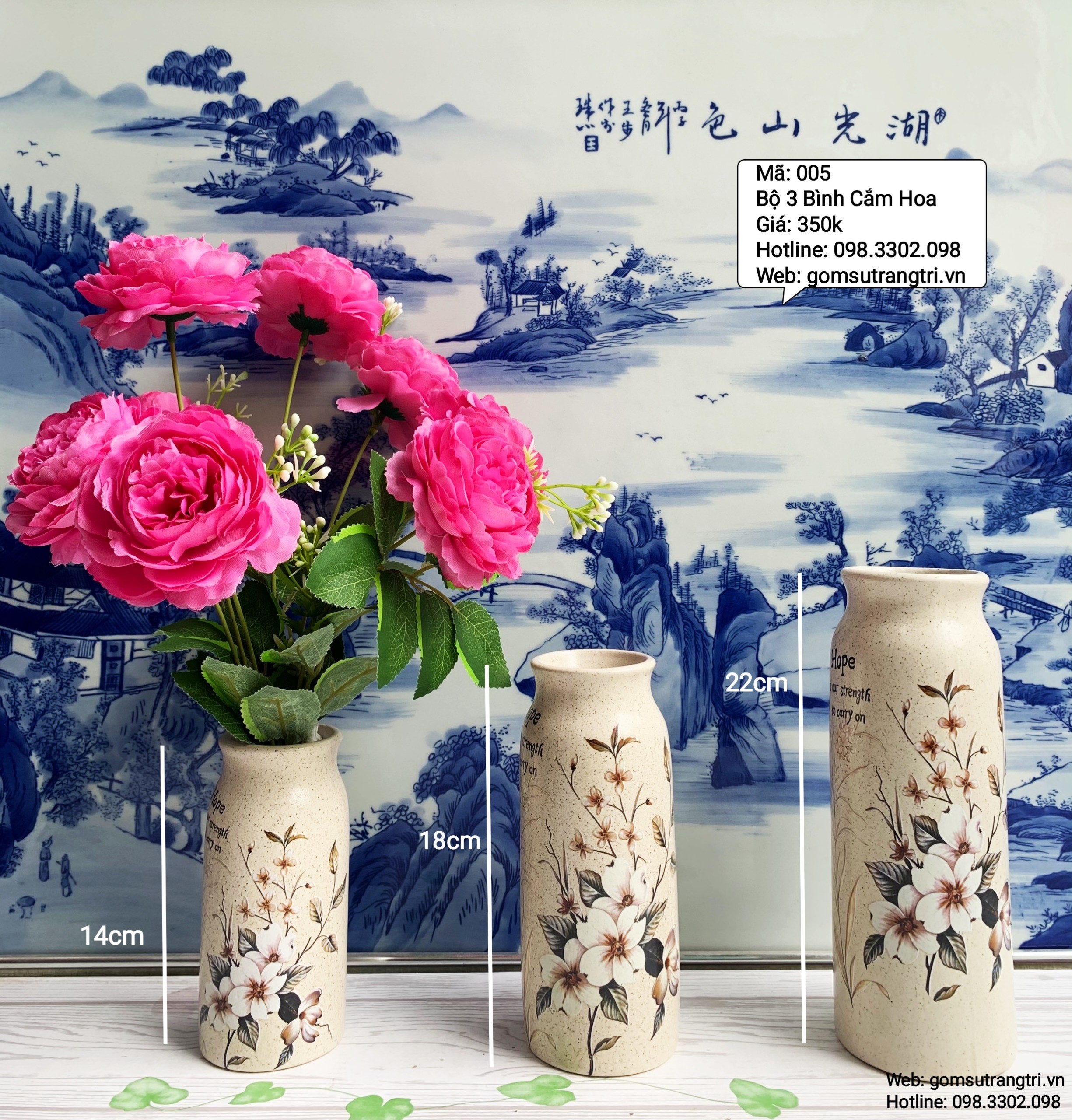 Bộ 3 bình cắm hoa