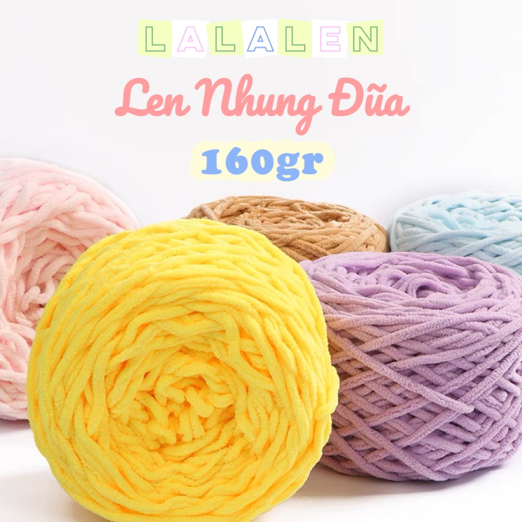 Len Nhung Đũa / Len Bông Sữa 5mm (Bảng Màu Trơn) - Cuộn 160gr