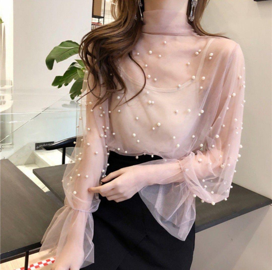 Áo sơ mi ren cột nơ tiểu thư 11318-2