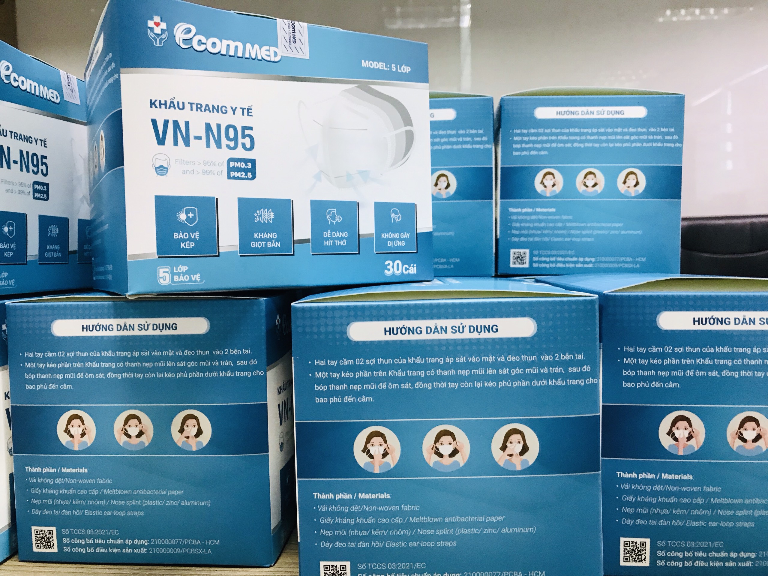 [HỘP 20C KO VAN][KHẨU TRANG N 95] Khẩu Trang N95 EcomMed (Hộp 30 cái)