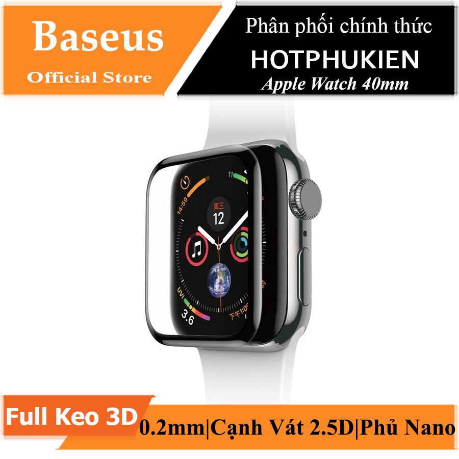 [HCM]Miếng dán kính cường lực Full 3D BASEUS cho Apple Watch 40mm (Mỏng 0.3mm Full HD Vát cạnh 3D hạn chế vân tay) - Phân phối HotPhuKien