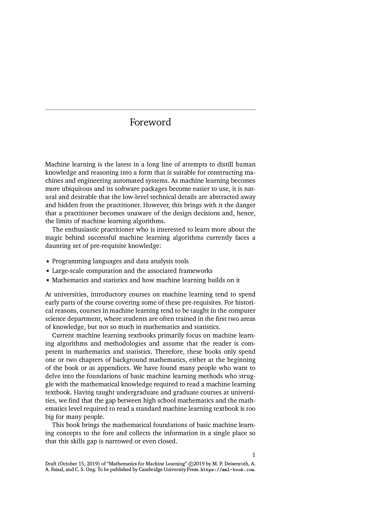 Mathematics for Machine Learning