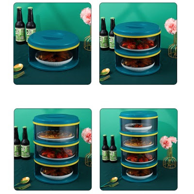 Lồng bàn 5 tầng xanh gấp gọn