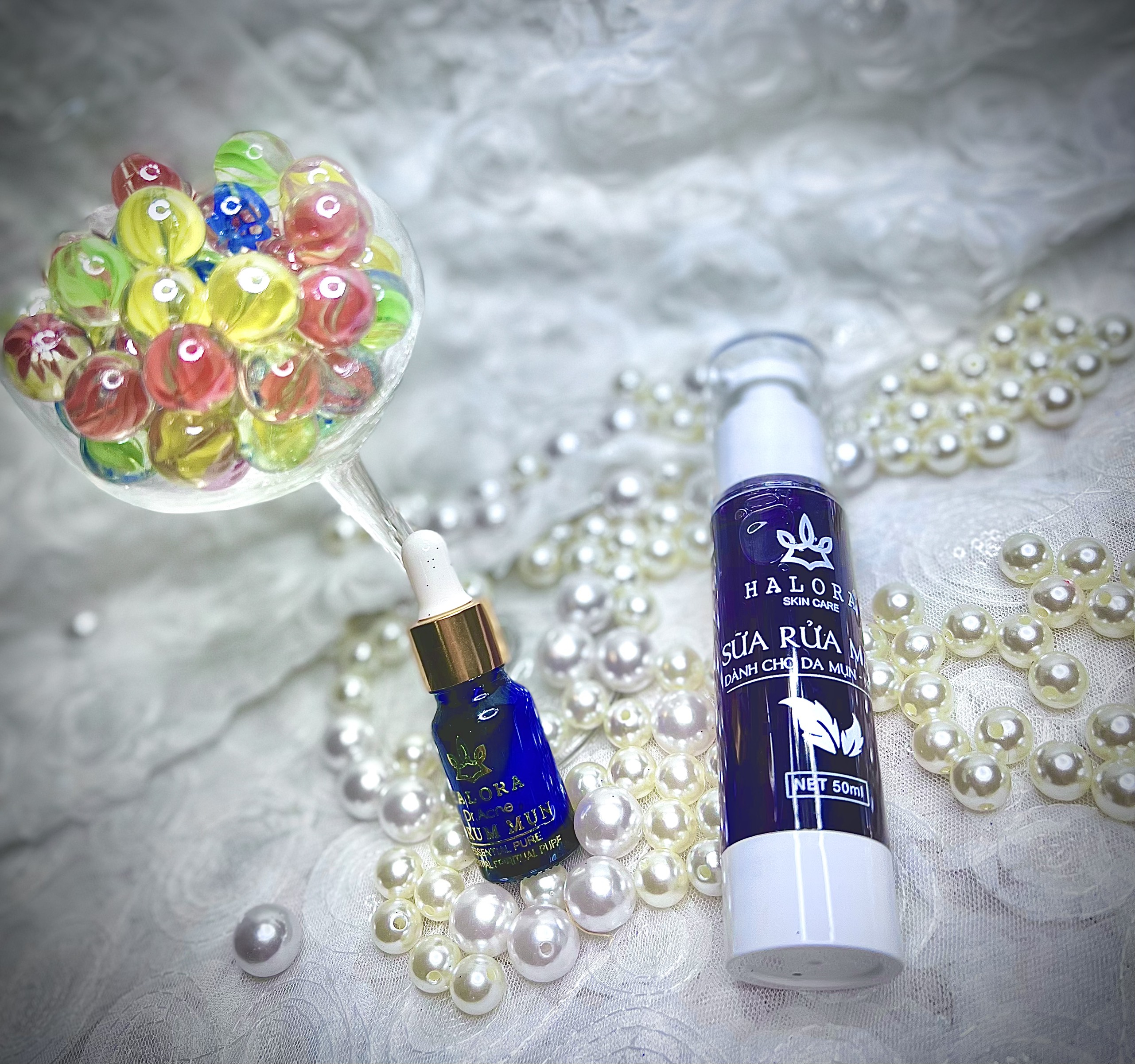 Combo Serum Mụn Và Sữa Rữa Mặt Thảo Dược Halora