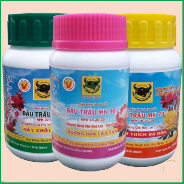 Phân bón lá đầu trâu mk npk 501 - 701 - 901 hũ 400gr