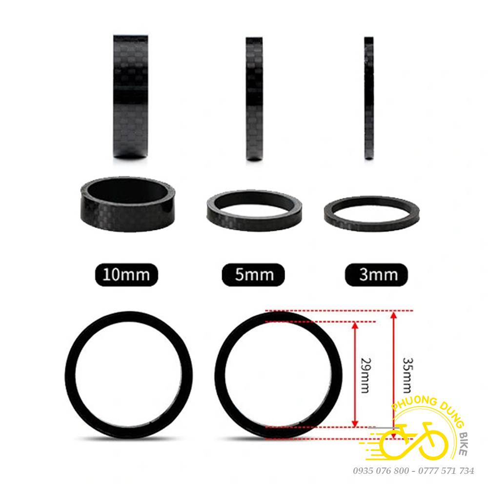 Vòng chêm cổ xe đạp Carbon 3mm 5mm 10mm