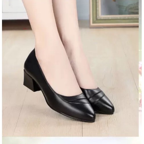 Hàng VNXK M16 Giày cao gót nữ công sở da lì 4cm siêu mềm ê