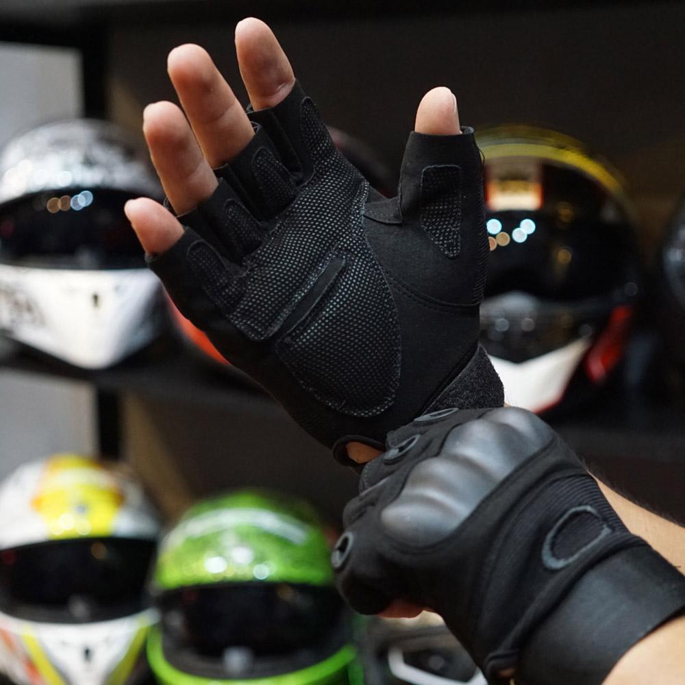 Găng tay phượt Oakley cụt ngón full đen