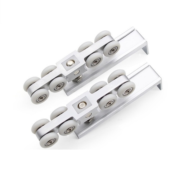 Bánh xe treo inox con trượt cửa lùa inox 304 8 bánh cao cấp