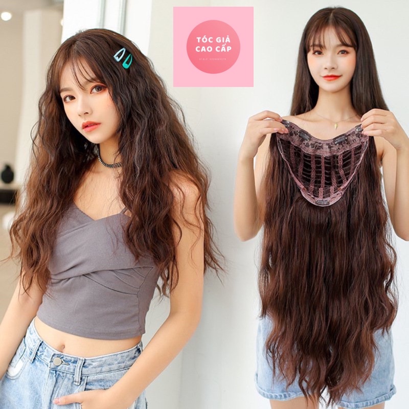 Tóc kẹp U xoăn sóng dài 😍 Mã ku07 😍 60cm