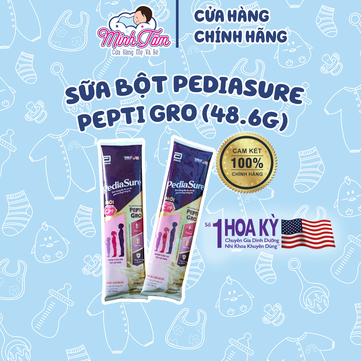 Sữa bột Abbott PediaSure PEPTI GRO ít ngọt (48.6g)