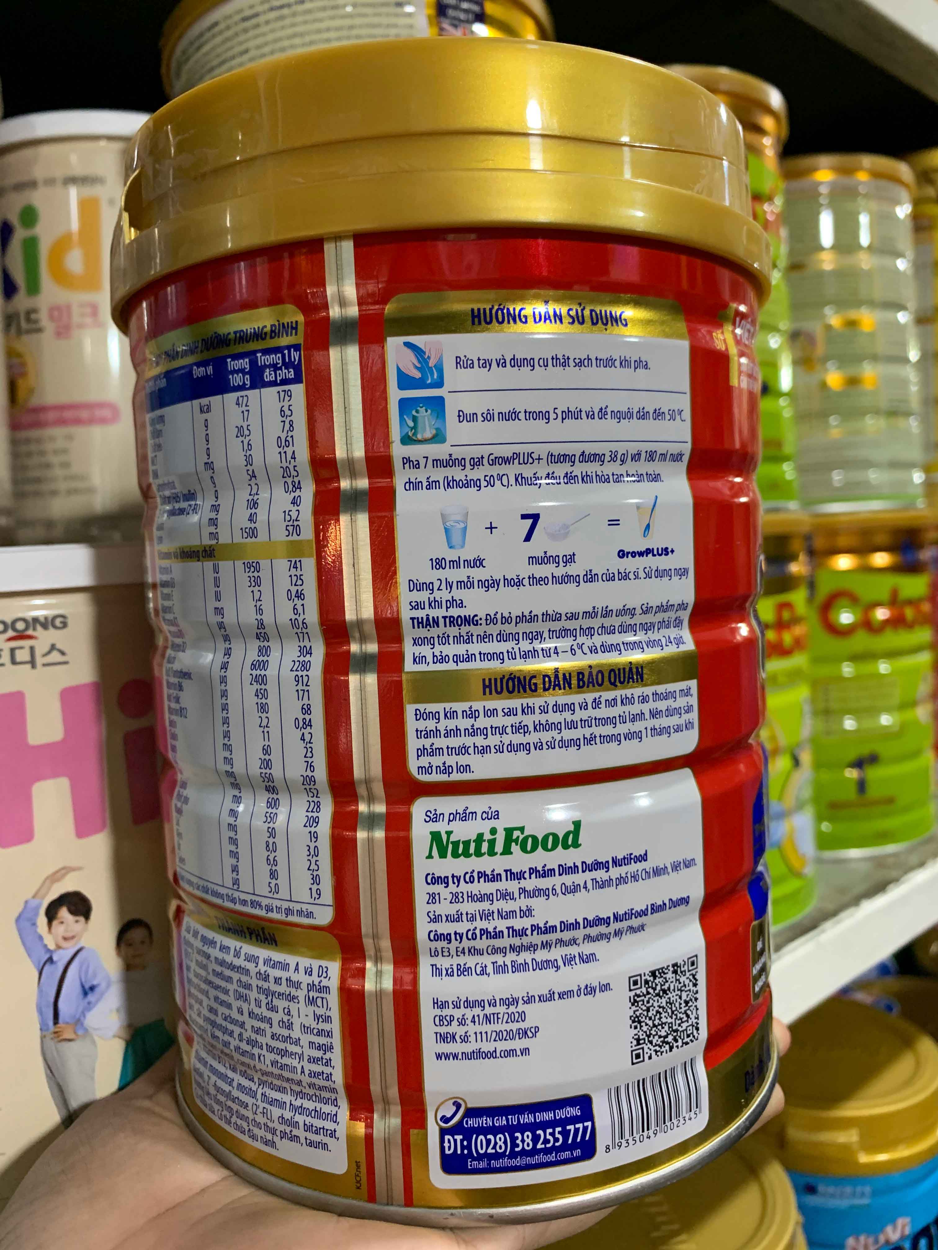 NUTIFOOD GROW PLUS + ĐỎ 1,5KG MẪU MỚI