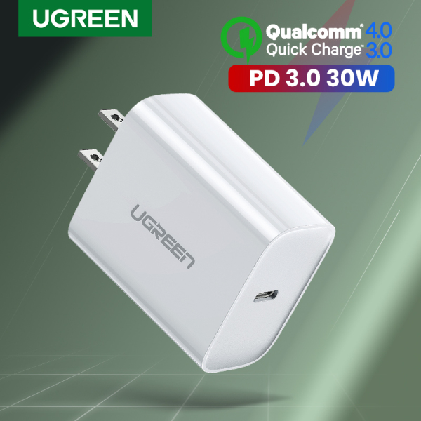 UGREEN 30W USB C PD Charger for iPhone 12, SAMSUNG S20+, iPad Pro 2020 Quick Charge Mobile Phone Charger for iPhone 11 Pro max, Huawei Fast QC 4.0 QC 3.0 9V2A Power Delivery Charger