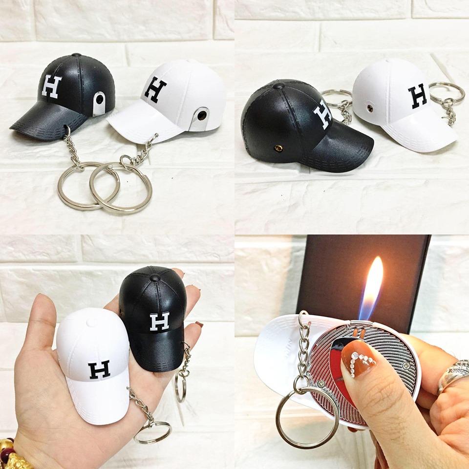 [HCM]Bật Lửa hột quẹt hình Nón Kết chữ H Cực Đẹp (đentrắng)