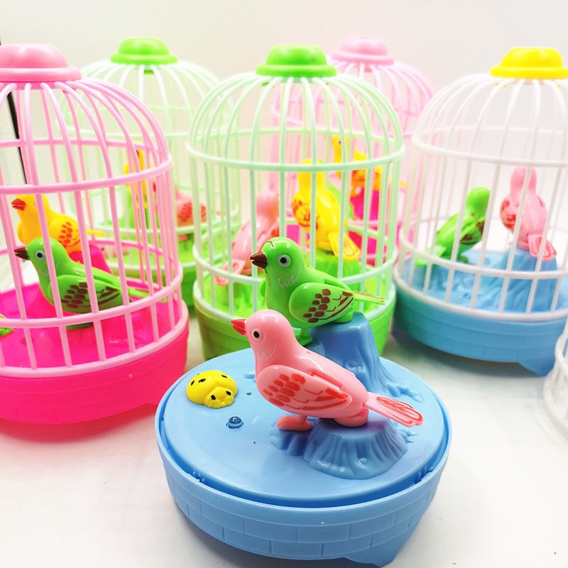 Lồng chim hót cảm ứng, có đèn và âm thanh (giao màu ngẫu nhiên)