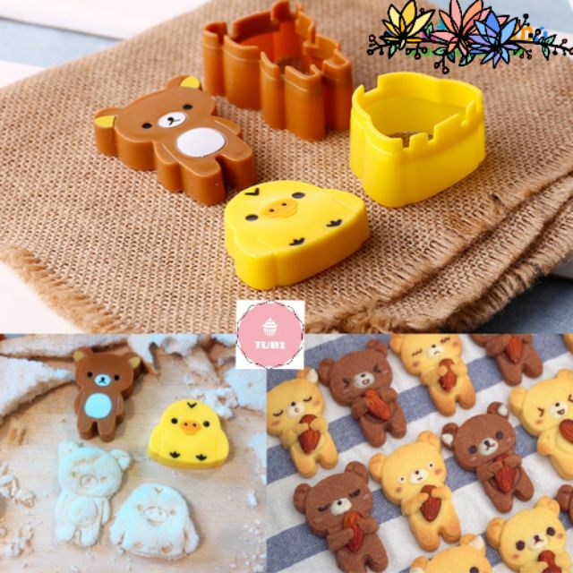 Bộ Khuôn ép bánh mì mini Gấu Gà