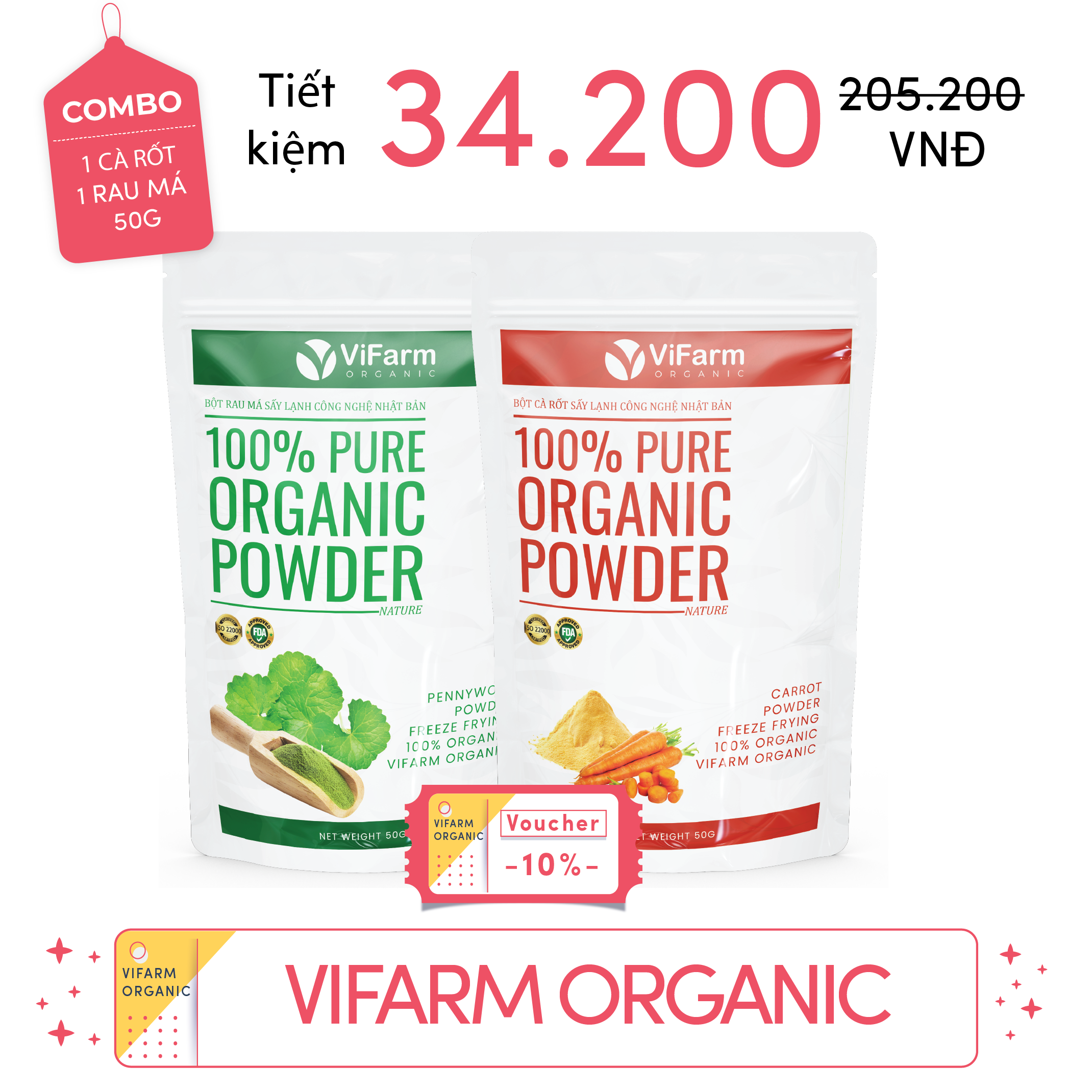 Bột Cà Rốt Nguyên Chất ViFarm 50g