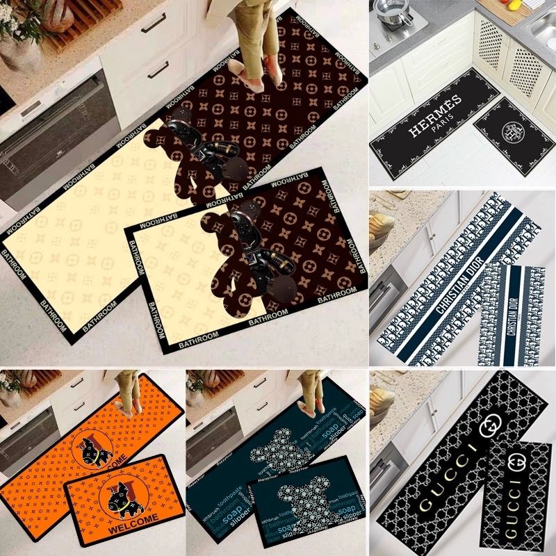 Bộ 2 thảm trải sàn nhà bếp in hình 3D mẫu mới 2024, thảm bếp, thảm nhà bếp - giao ngẫu nhiên