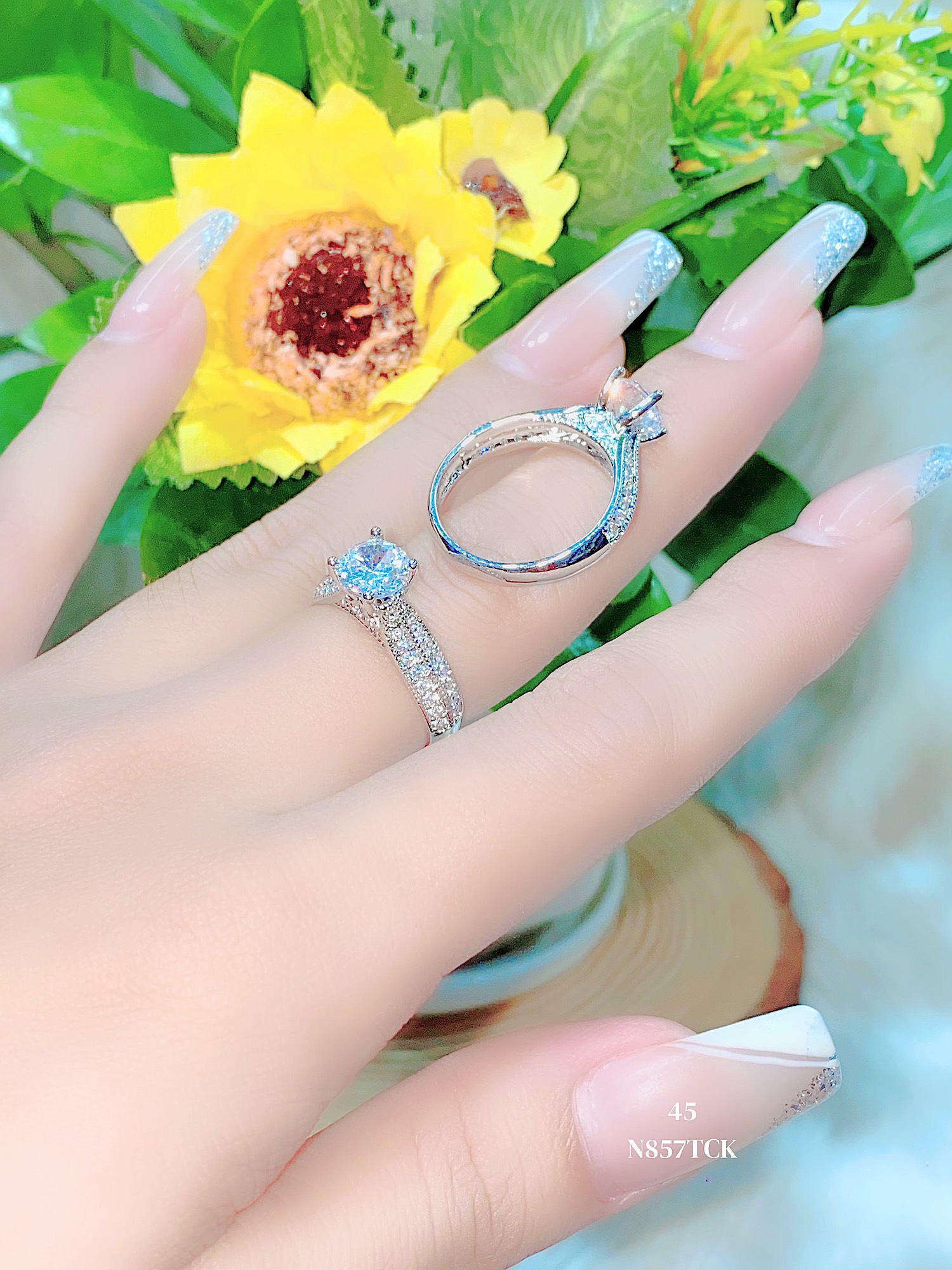 N876 nhẫn nữ uha mạ vàng 18k đính đá cz - trang sức uha