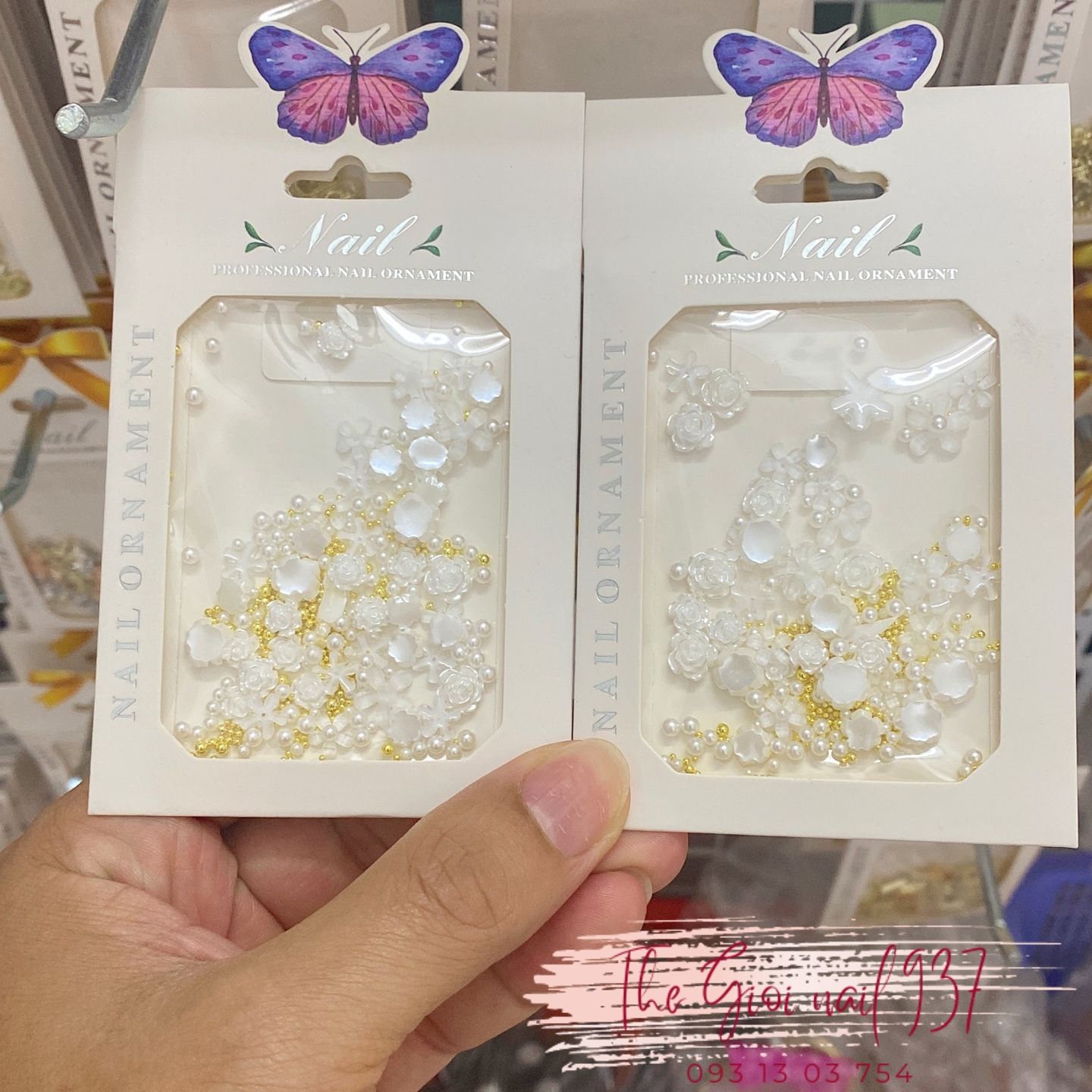 Charm Hoa hồng trắng đính móng - Trang Trí Nail