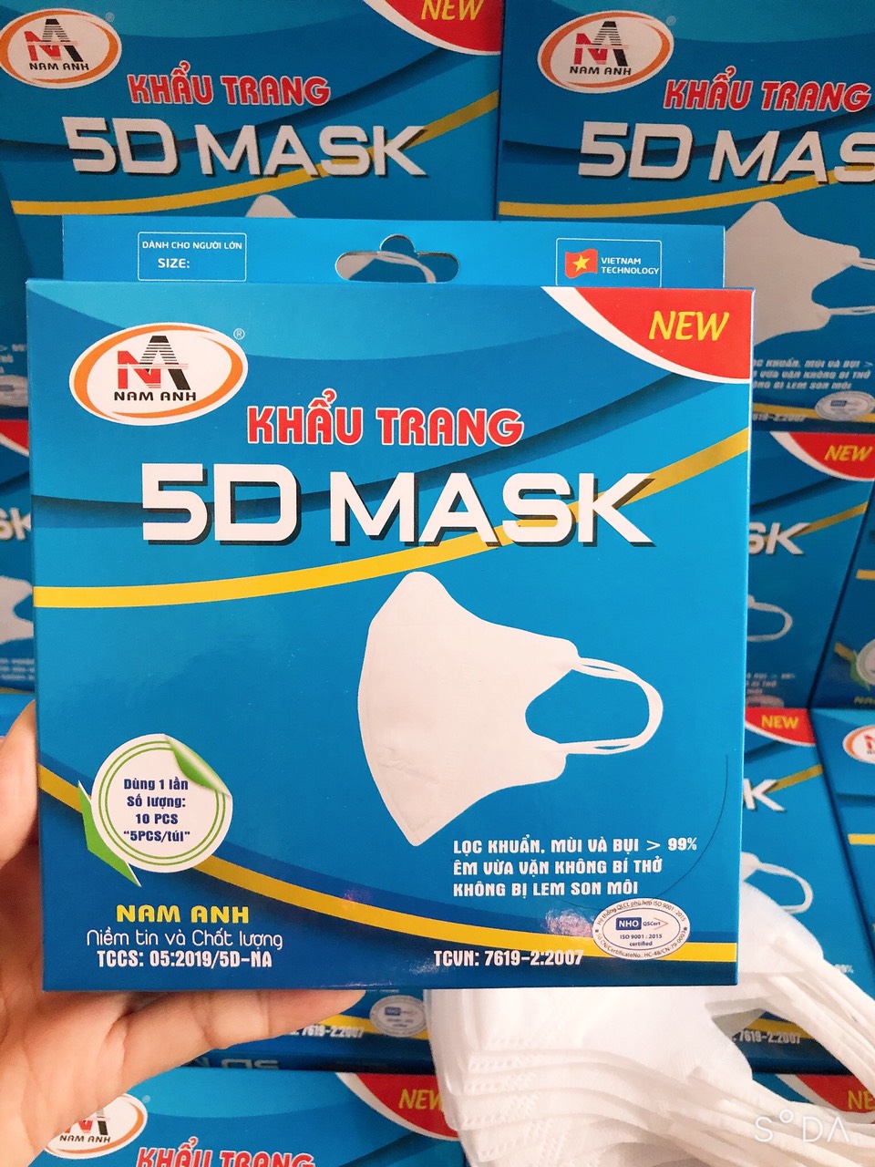 (Hộp 10 Cái) Khẩu Trang 5D Mask Nam Anh FAMAPRO Dây Thun