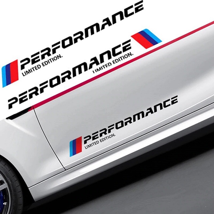[HCM]Bộ 2 Tem dán cửa xe ô tô Performance (trắng)
