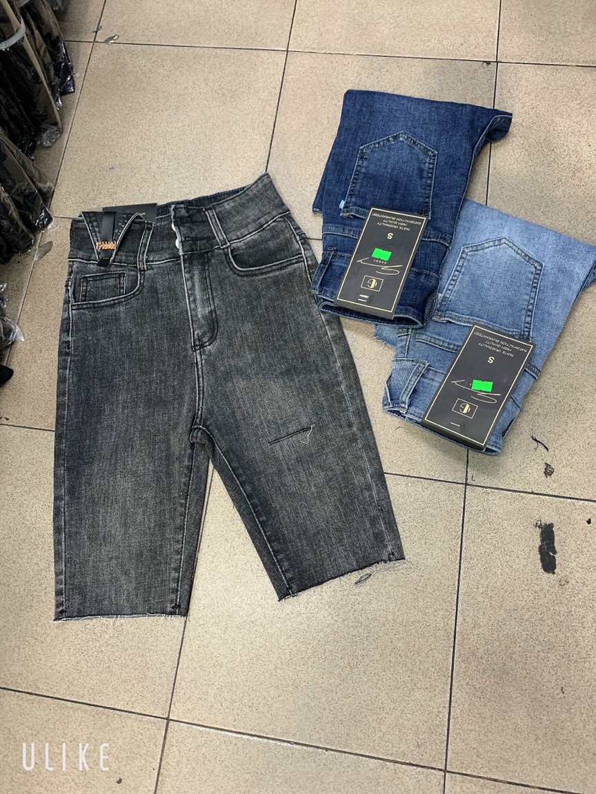 QUẦN NGỐ SKINNY JEAN GIÃN LỬNG NỮ LƯNG CAO PHỐI 2 NÚT TAM GIÁC DA, RÁCH ĐÙI MÀU XANH NHẠT, XANH ĐẬM, XÁM CAO CẤP HADI ĐỦ SIZE S, M, L SIÊU TÔN DÁNG