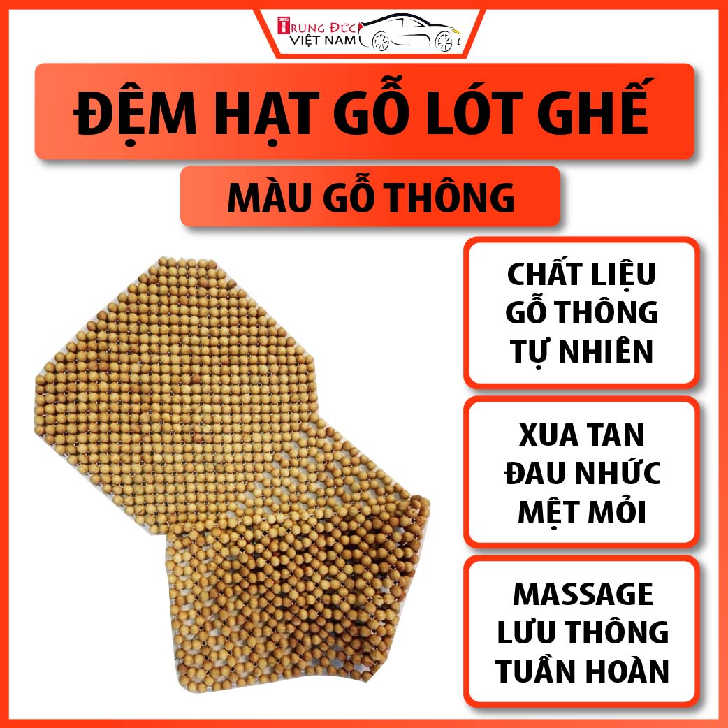 Đệm lót ghế, đệm ghế hạt gỗ thông tự nhiên - loại cài ghế