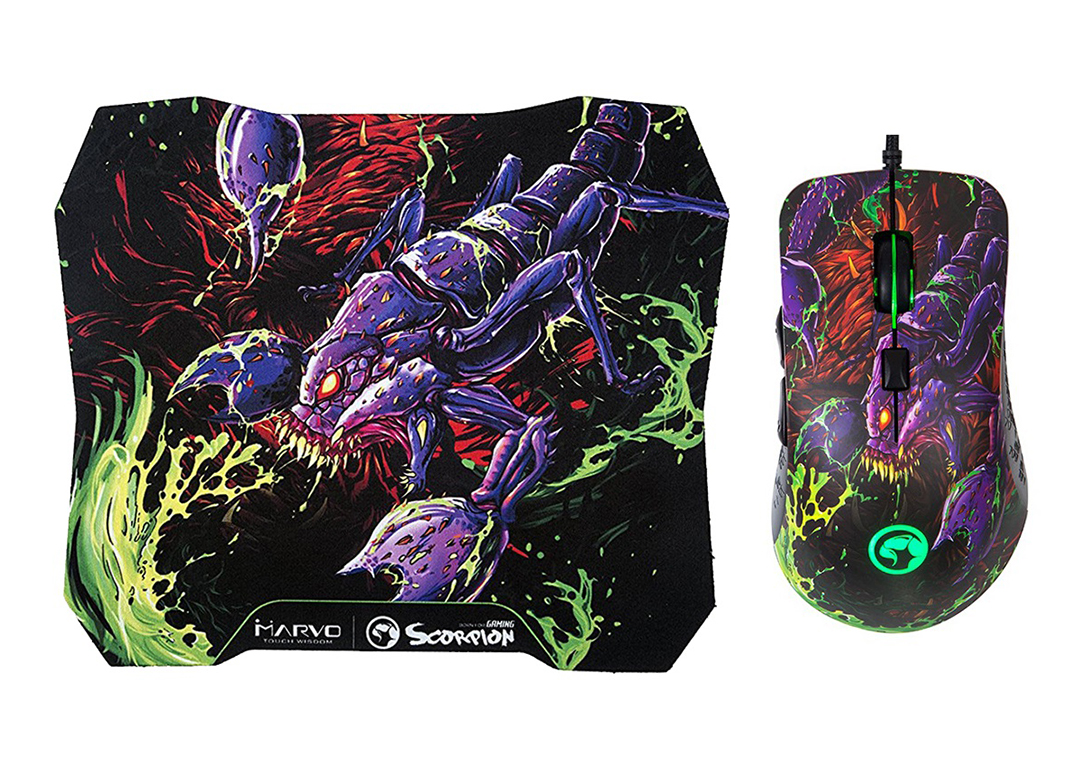 Mouse Marvo G932 LED tặng kèm Mousepad G20 Đen