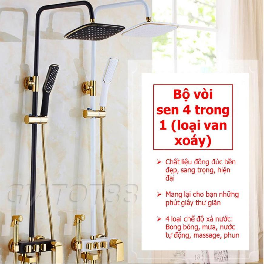 Bộ Vòi Sen Tắm Giá Rẻ, Vòi Tắm Hoa Sen Cao Cấp. BỘ VÒI SEN ĐỨNG 4 TRONG 1 LOẠI VAN XOÁY CHẤT LIỆU ĐỒNG ĐÚC - 4 Chế Độ Xả Nước Thông Minh. BẢO HÀNH 12 THÁNG