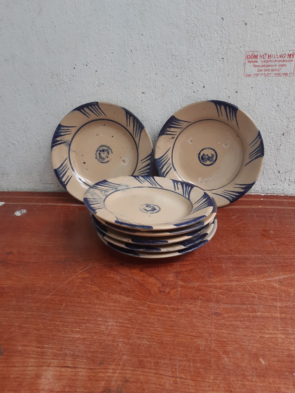 Đĩa sành kiểu xưa 17 cm 5 cái ( gốm sành )