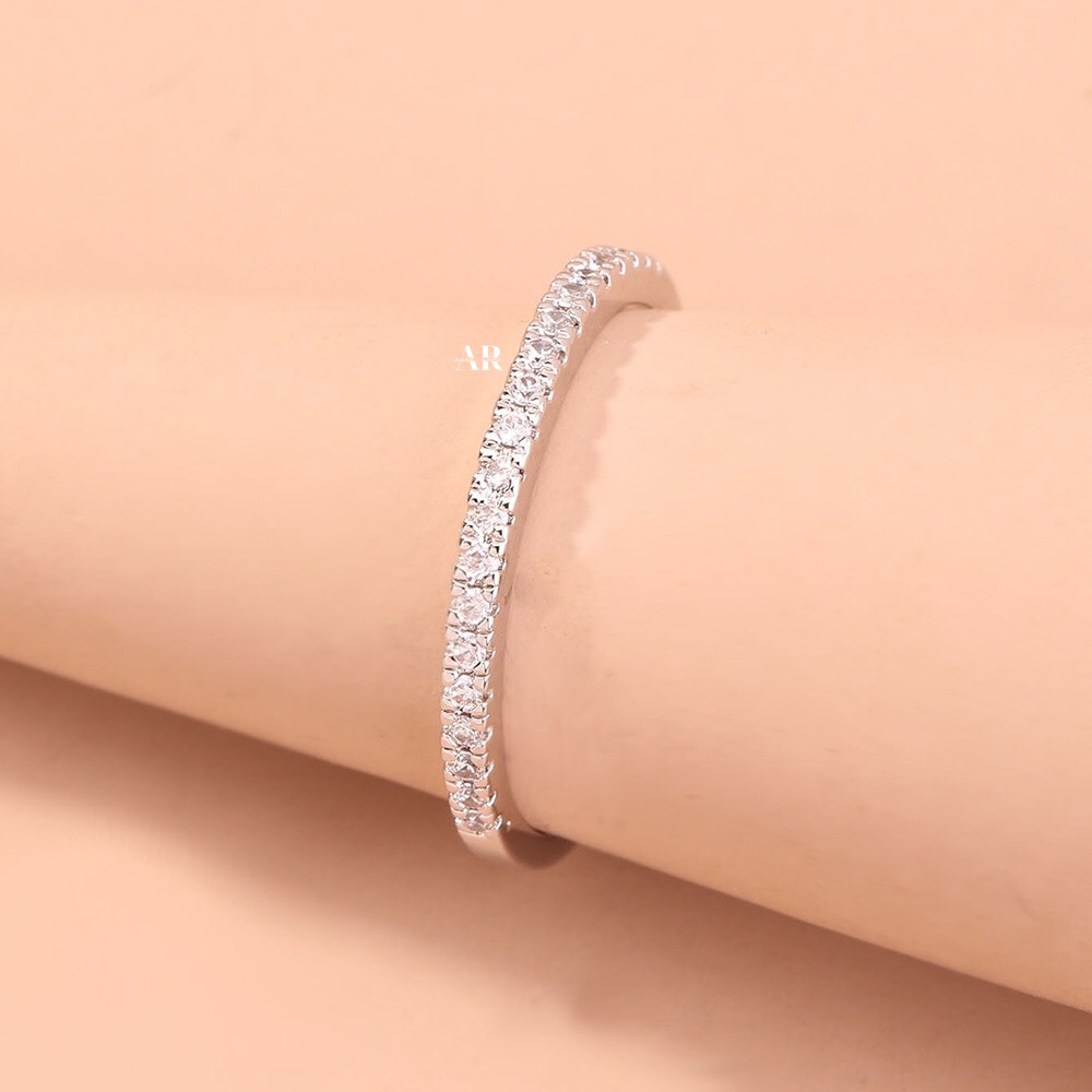Nhẫn nữ một hàng đá - Bạc ta AURASILVER-N08