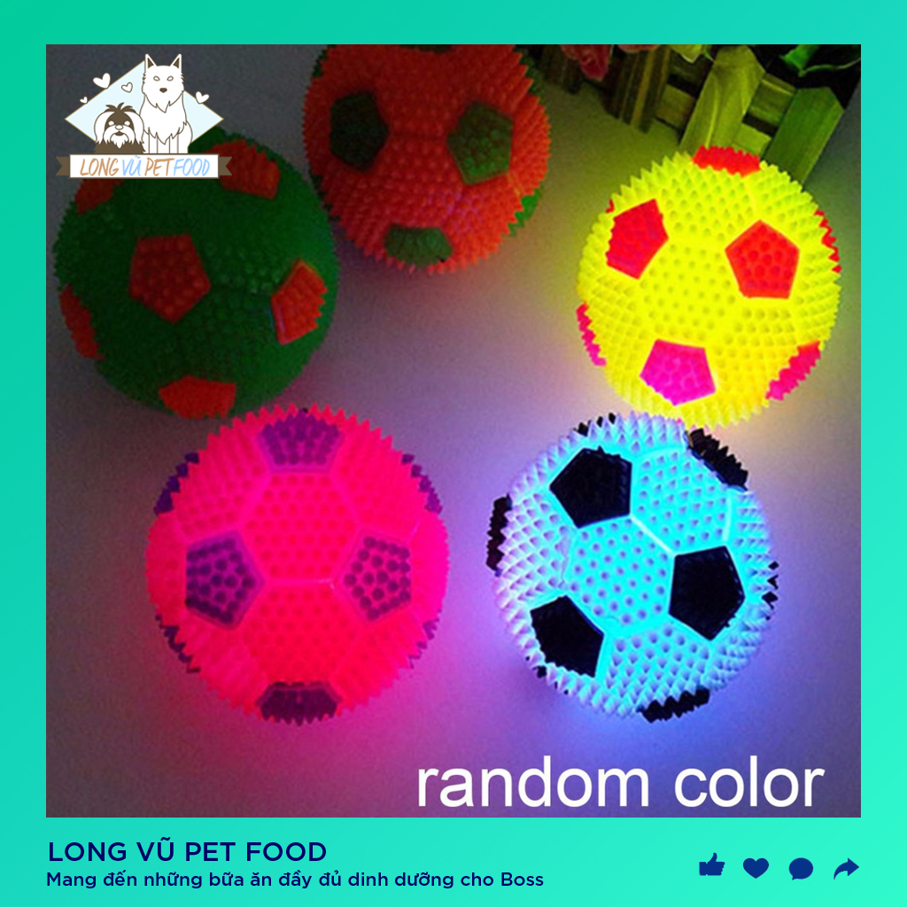 Quả Bóng Gai Cao Su Có Đèn Phát Sáng, đồ chơi cho chó, đồ chơi cho mèo, đồ thú cưng - Long Vũ Pet Food