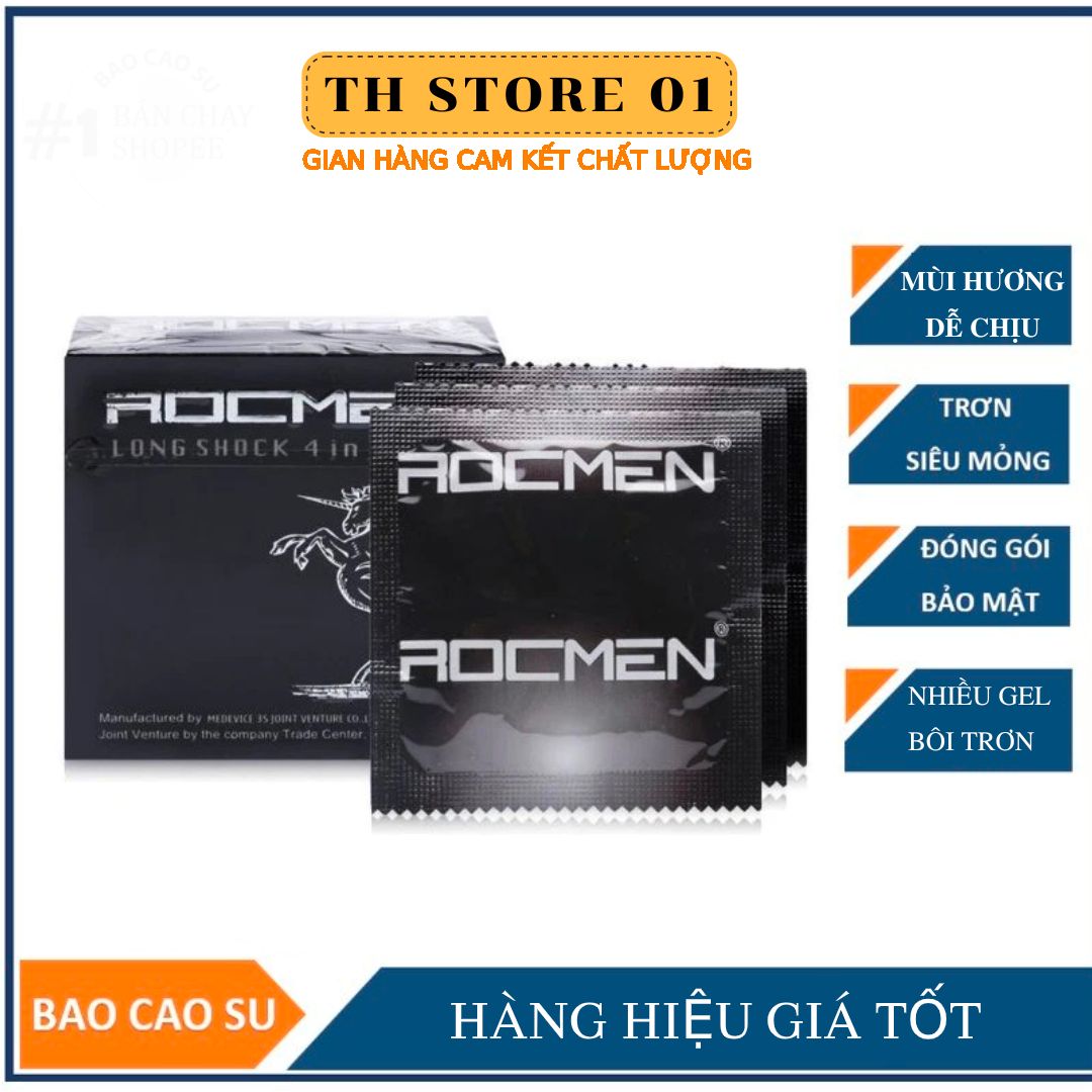 Bao Cao Su ROCMEN Long Shock Có Gai, Gân, Kéo Dài Thời Gian, Hộp 3 Cái