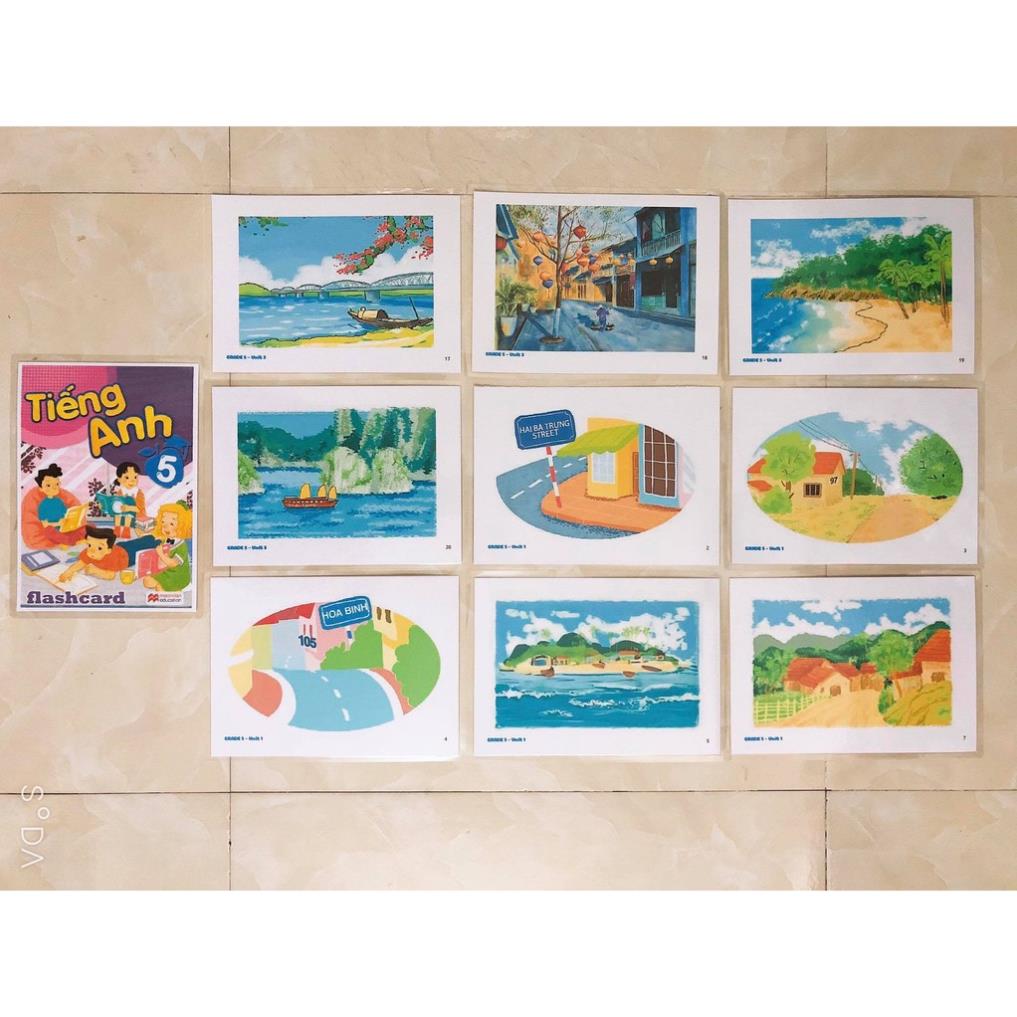 Bộ 156 Thẻ FLASHCARD TIẾNG ANH LỚP 5 - In 2 Mặt - Ép plastic