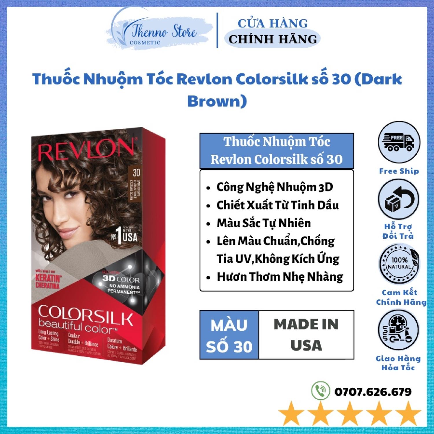 thuốᴄ Nhuộm Tóc Revlon Colorsilk số 30 (Dark Brown)