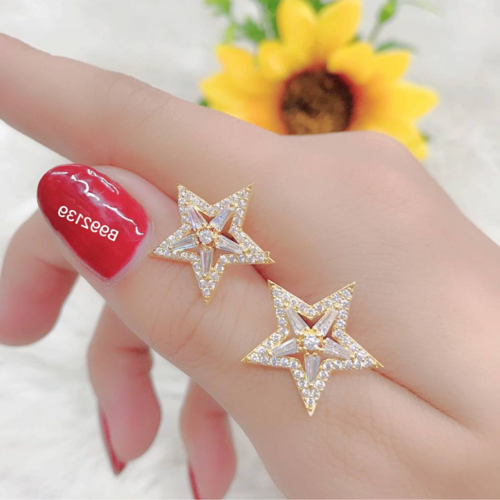 Bông tai nữ mạ vàng Five Star Đính Đá (01 Đôi Khóa Móc Gài) M3 03.12