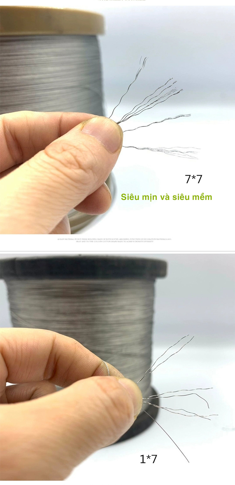 Cuộn dây cáp lụa 0.8mm 1x7 Dài 100m Dây cáp bọc nhựa