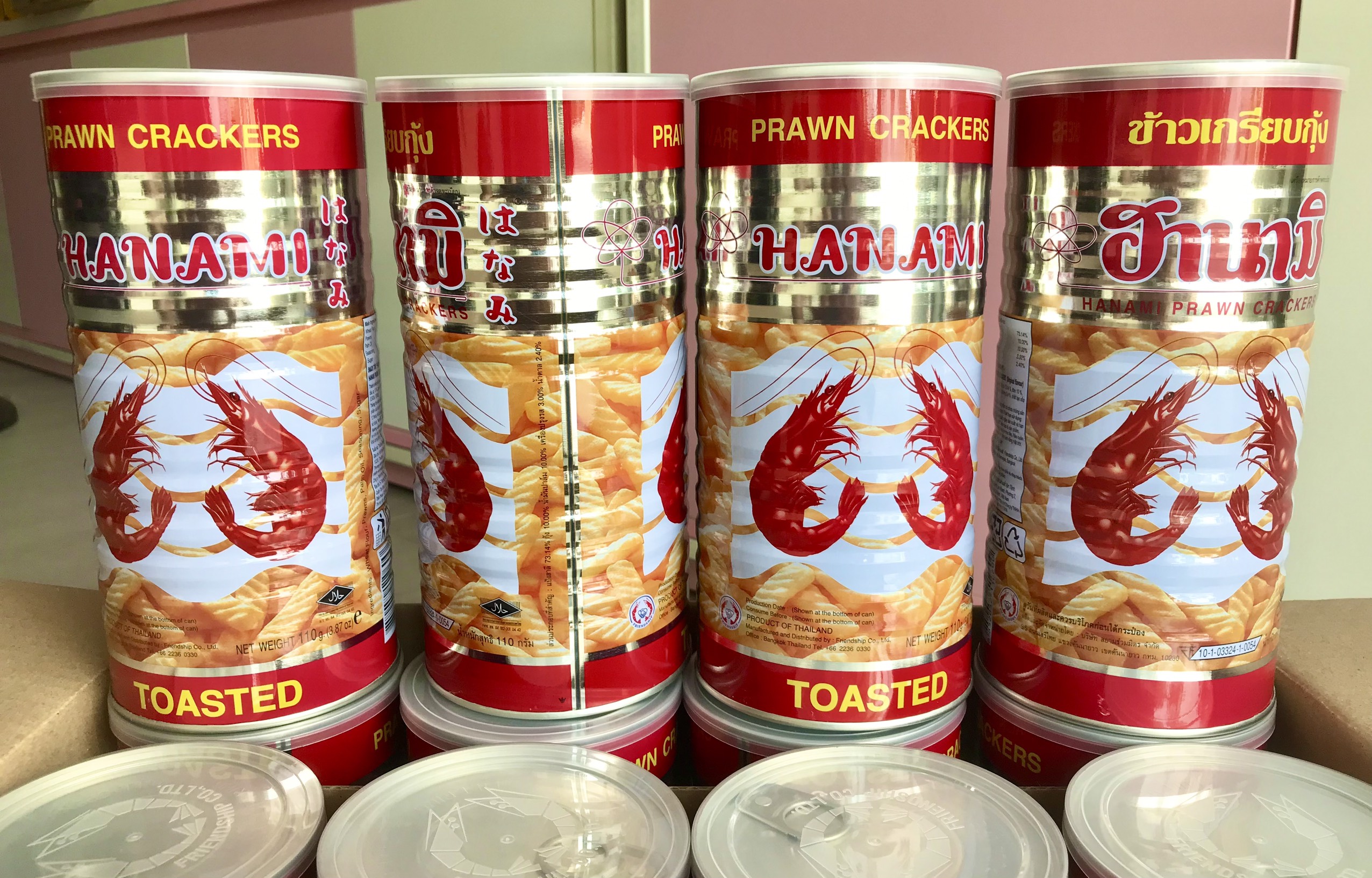 [ Date Mới :8/2025]Snack Tôm Hanami Thái Lan dạng lon 110gr