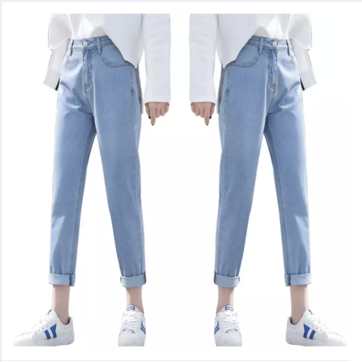 [HCM]Quần Jean Nữ Chất Liệu Đẹp BAGGY XANH NHẠT TRƠN KHÔNG RÁCH ( SET QUẦN JEAN + ÁO THUN ĐẶT RIÊNG )