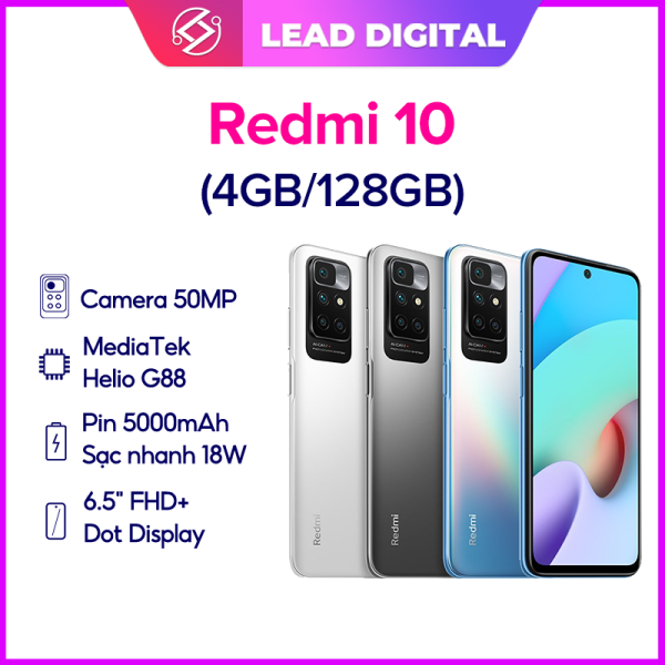 Điện thoại thông minh Xiaomi Redmi 10 4+128GB  - Bốn camera AI 50MP | Màn hình 90Hz FHD+  | Hàng chính hãng