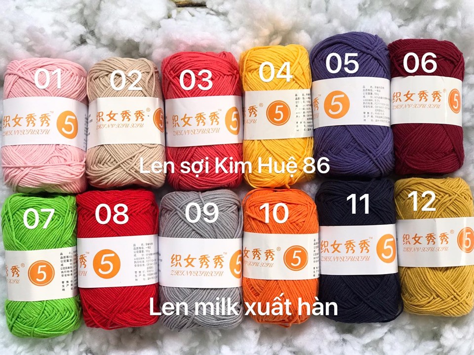 Len milk xuất hàn ( từ màu 01 đến màu 20)