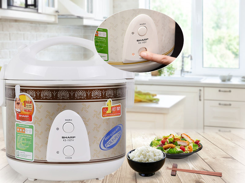 [HCM]Nồi cơm điện Sharp nắp gài KS-11ETV (1 LÍT)