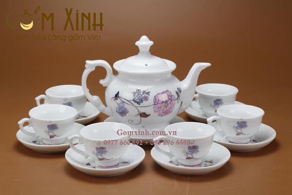 ấm chén Bát Tràng_Bộ bình trà Phú Quý TH1