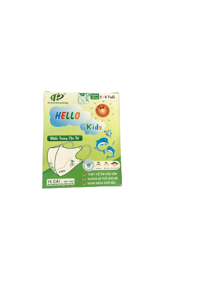 [HCM][Hộp 10] Khẩu Trang Hello Kids 3D cho bé - Màu trắng