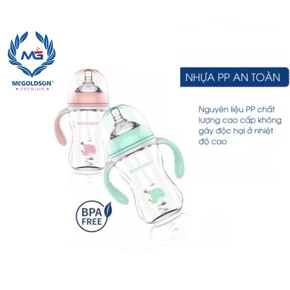 Bình Sữa PP Cổ Rộng McGOLDSON 180ml MẪU MỚI (tặng thêm 1 núm vú cổ rộng)