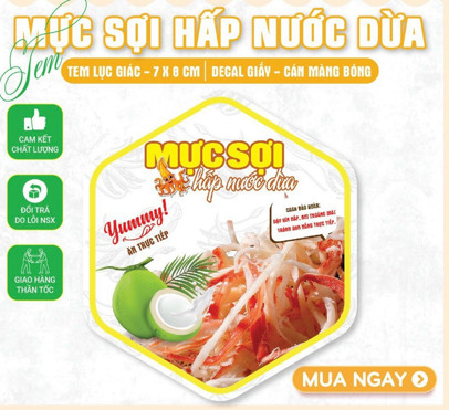 55 tem dán các sản phẩm khô mực - lục giác 7x8cm